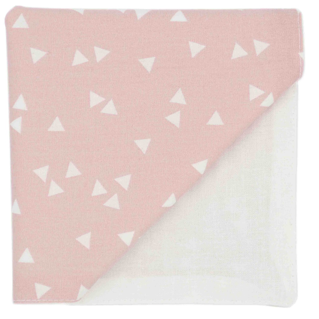 Pochette "Pythagore" - triangles blancs sur fond rose pâle