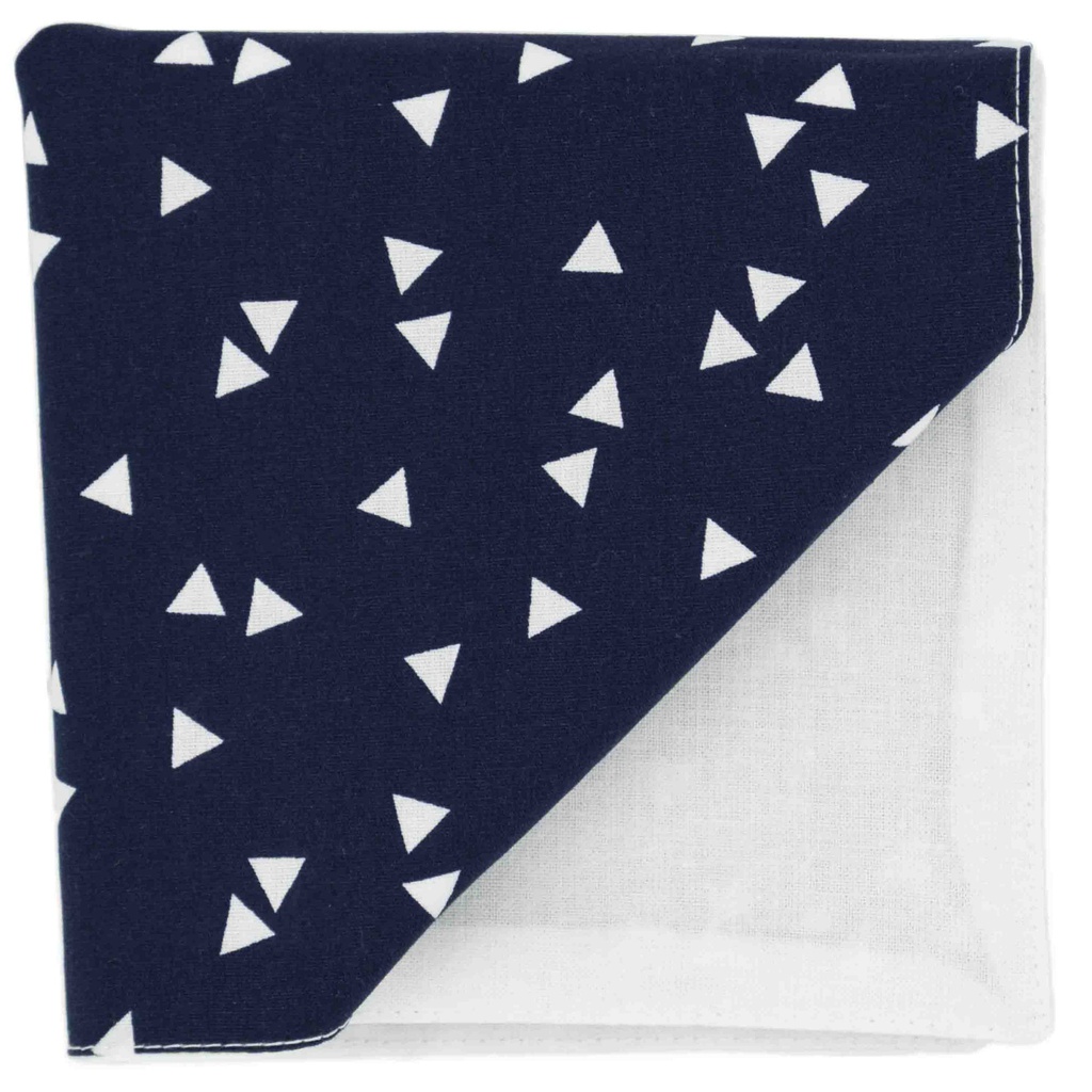 Pochette "Pythagore" triangles blancs sur fond bleu marine