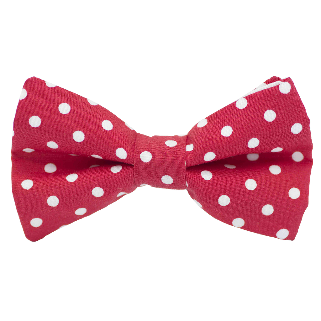 Noeud papillon "Big Dots" points blancs sur fond rouge