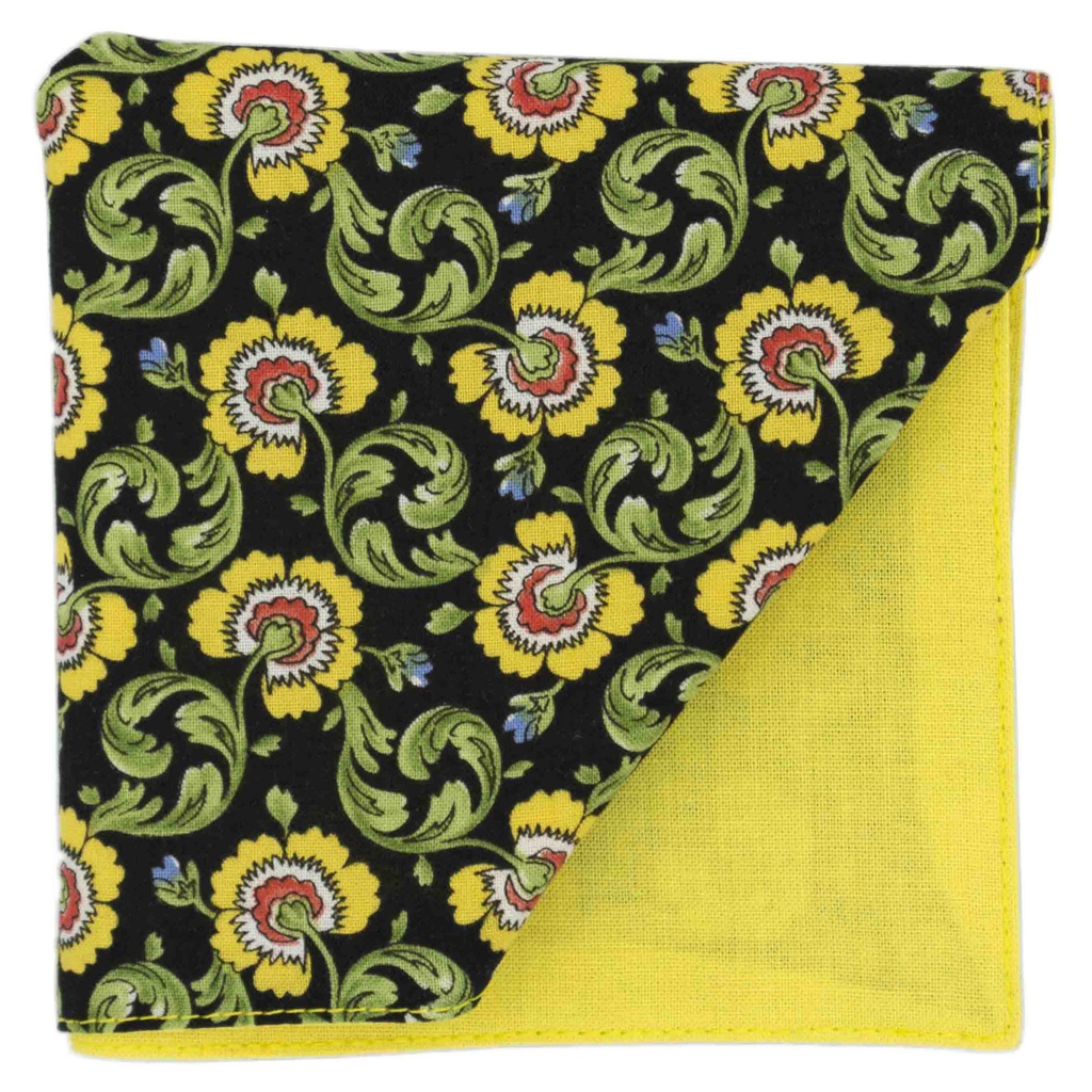 Pochette "Psycho Flower" fleurs jaunes sur fond noir