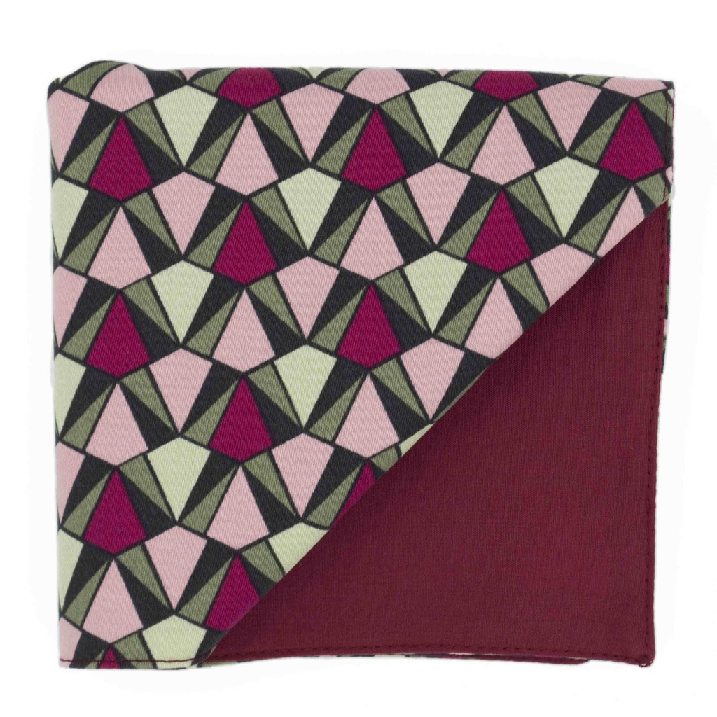 Pochette "Prisme" - triangles roses et vert kaki
