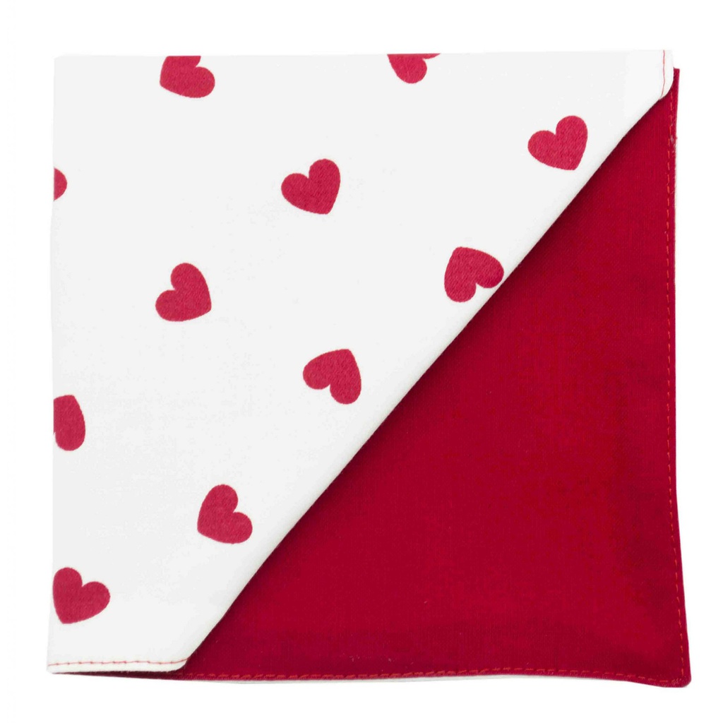 Pochette "Le Romantique" coeurs rouges sur fond blanc