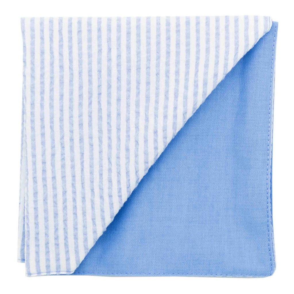 Pochette "Knokke" rayures blanches et bleu ciel