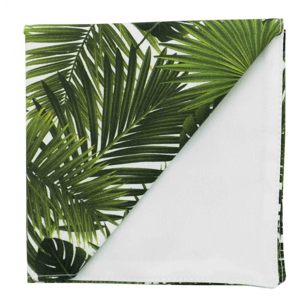 Pochette "Ficus" feuilles exotiques sur fond blanc