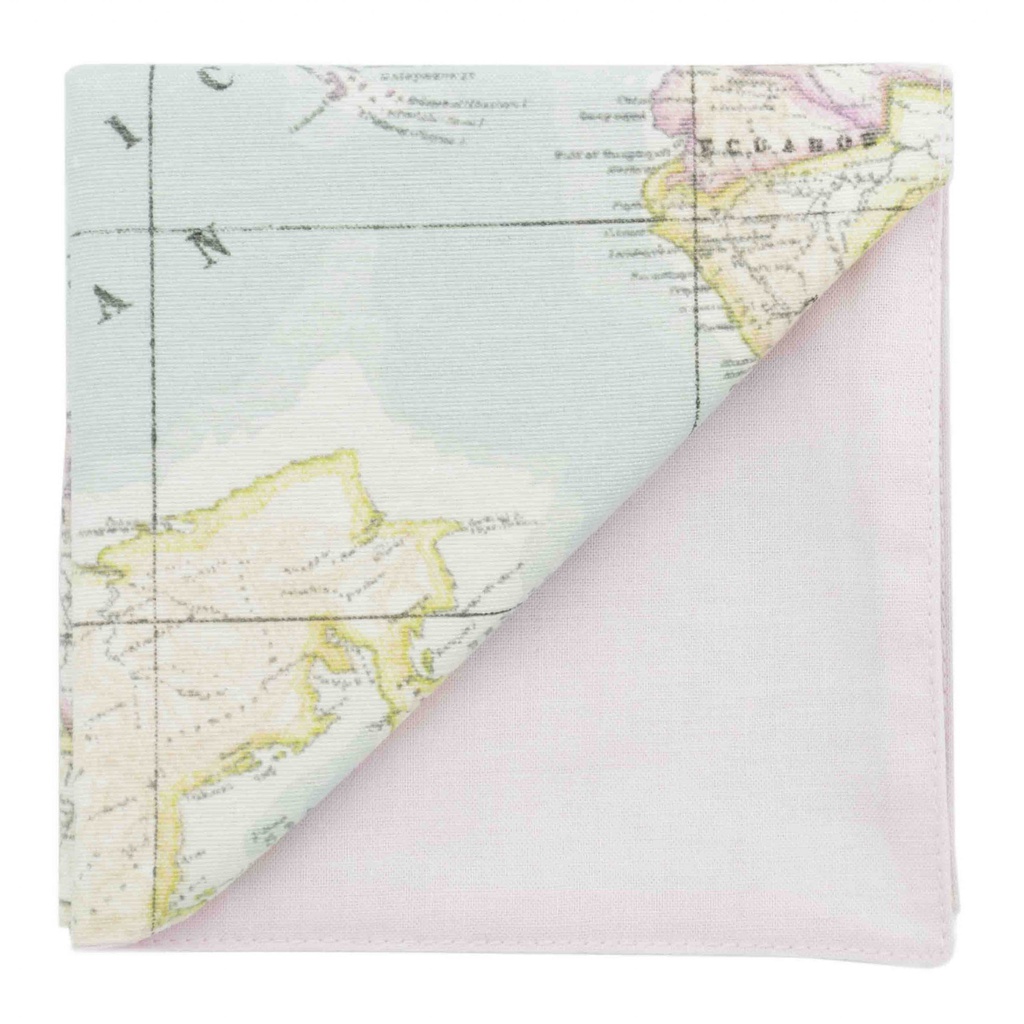 Pochette "Globe-trotter" carte du monde sur fond pastel