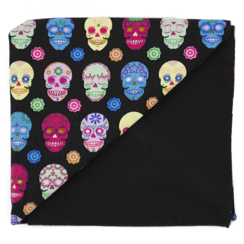 Pochette "Mexicano" calaveras sur fond noir