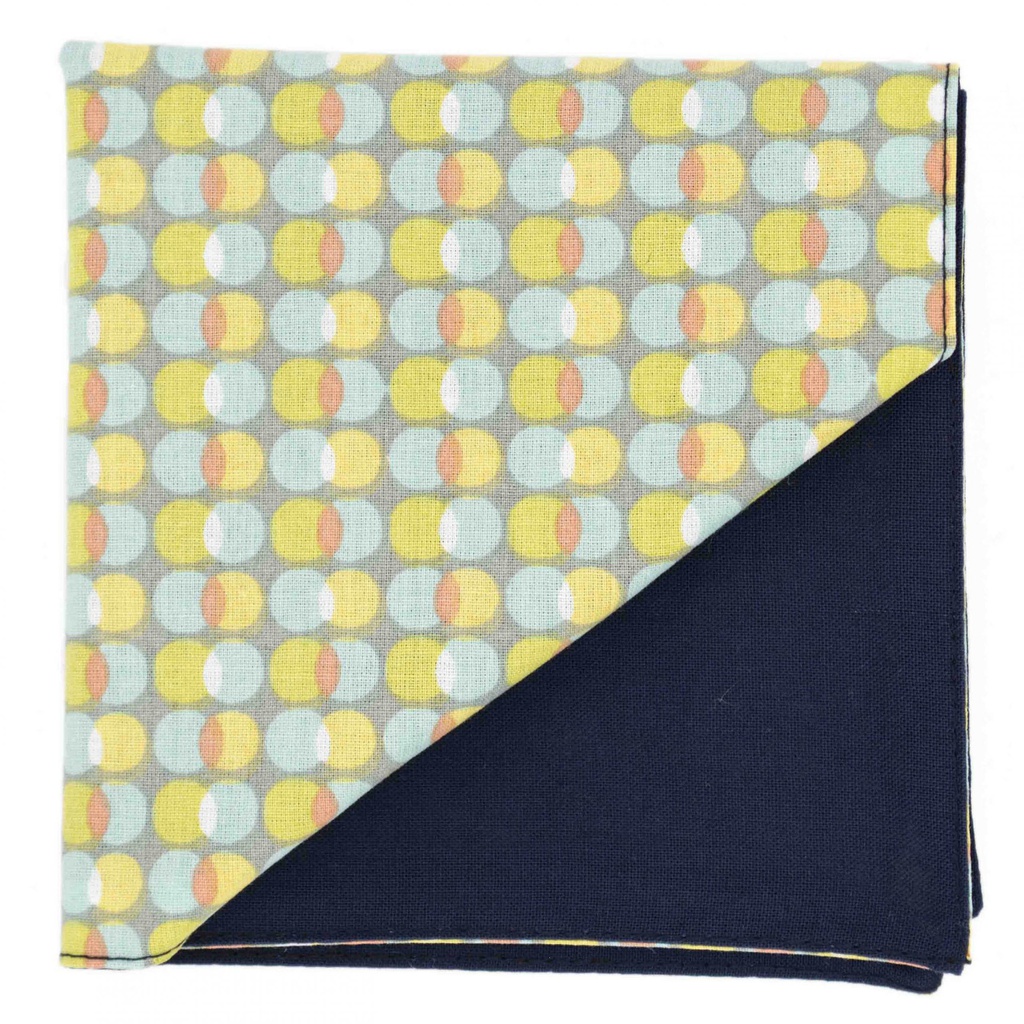 Pochette "Light Show" bulles jaunes, oranges et bleu ciel sur fond gris