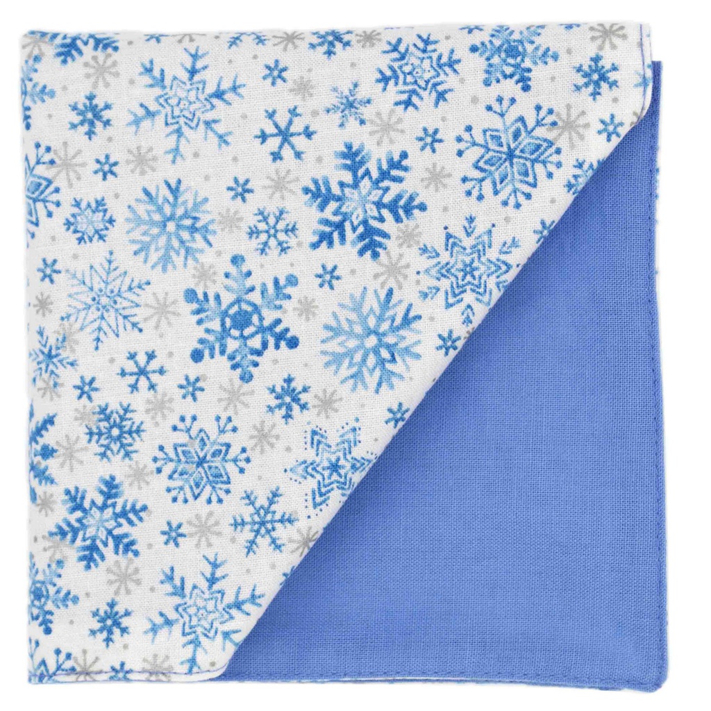 Pochette "Let It Snow" flocons de neige gris et bleus sur fond blanc