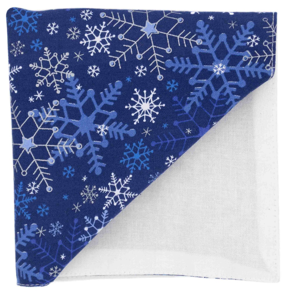Pochette "Let It Snow" flocons de neige blancs et bleus sur fond bleu