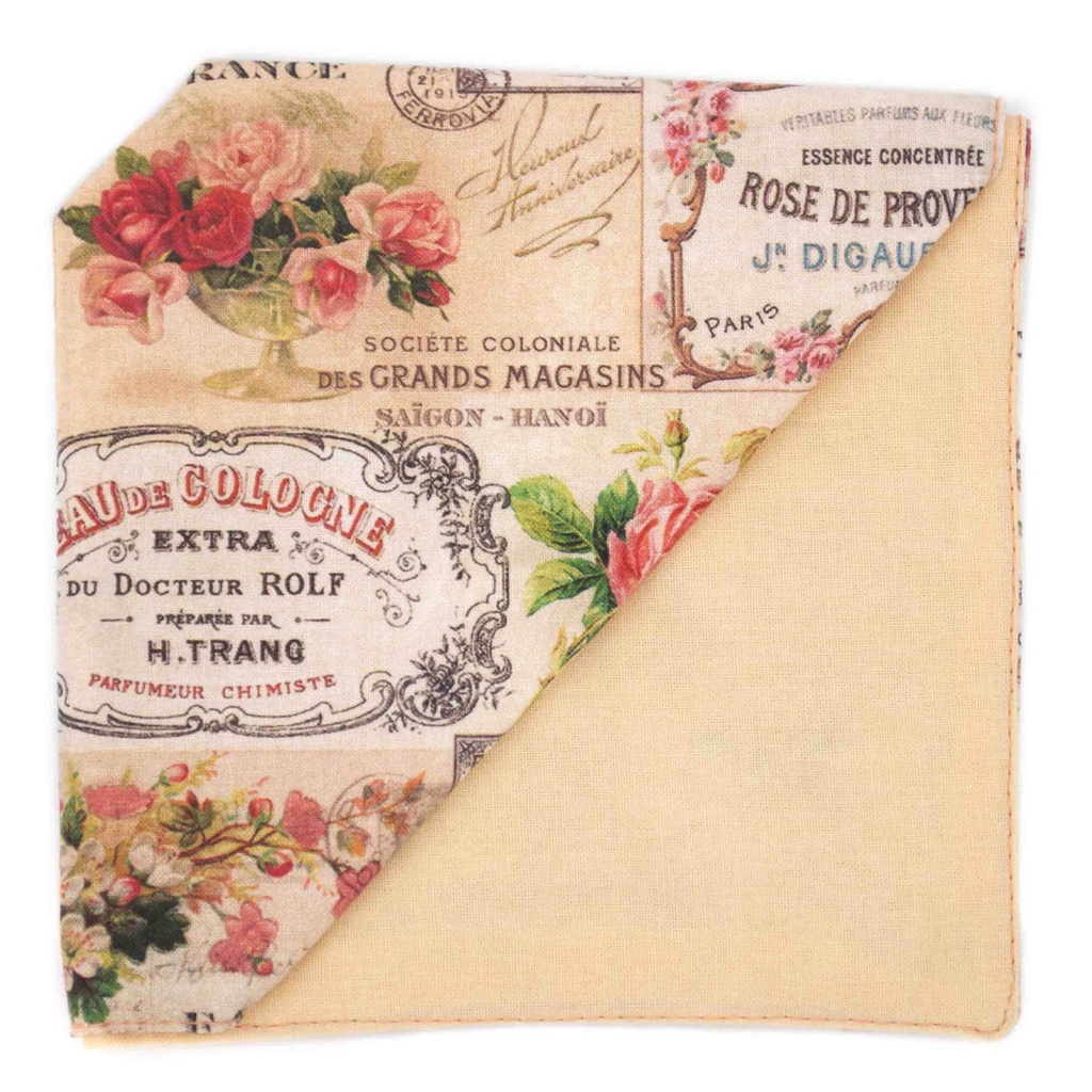 Pochette "Le Provençal" fleurs roses sur fond rose pastel