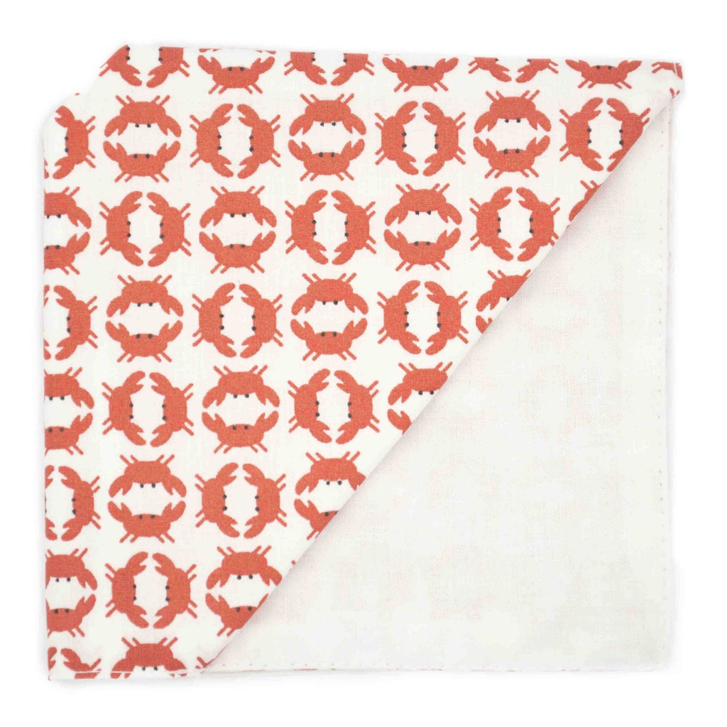 Pochette "Krabby" crabes oranges sur fond blanc