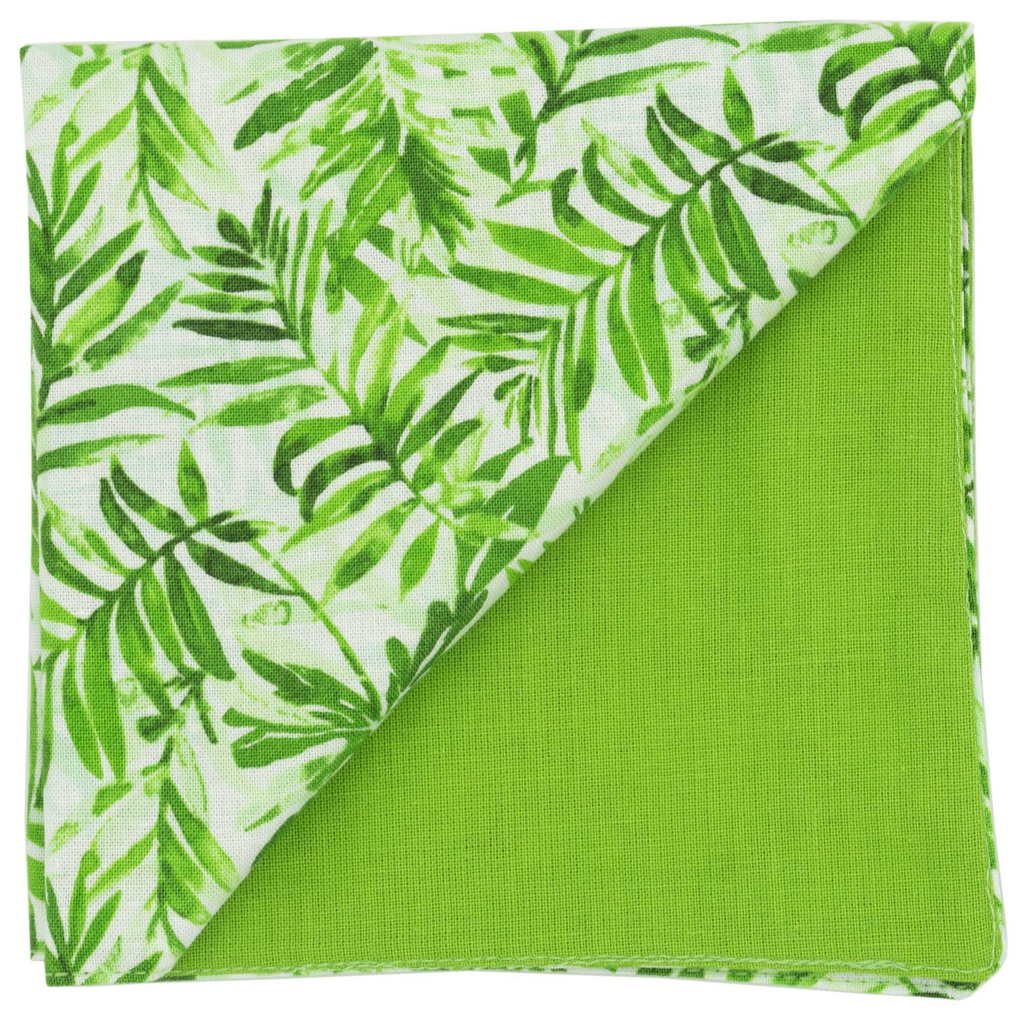 Pochette motif "Jungle Mood" - Feuilles de palmier vertes sur fond blanc