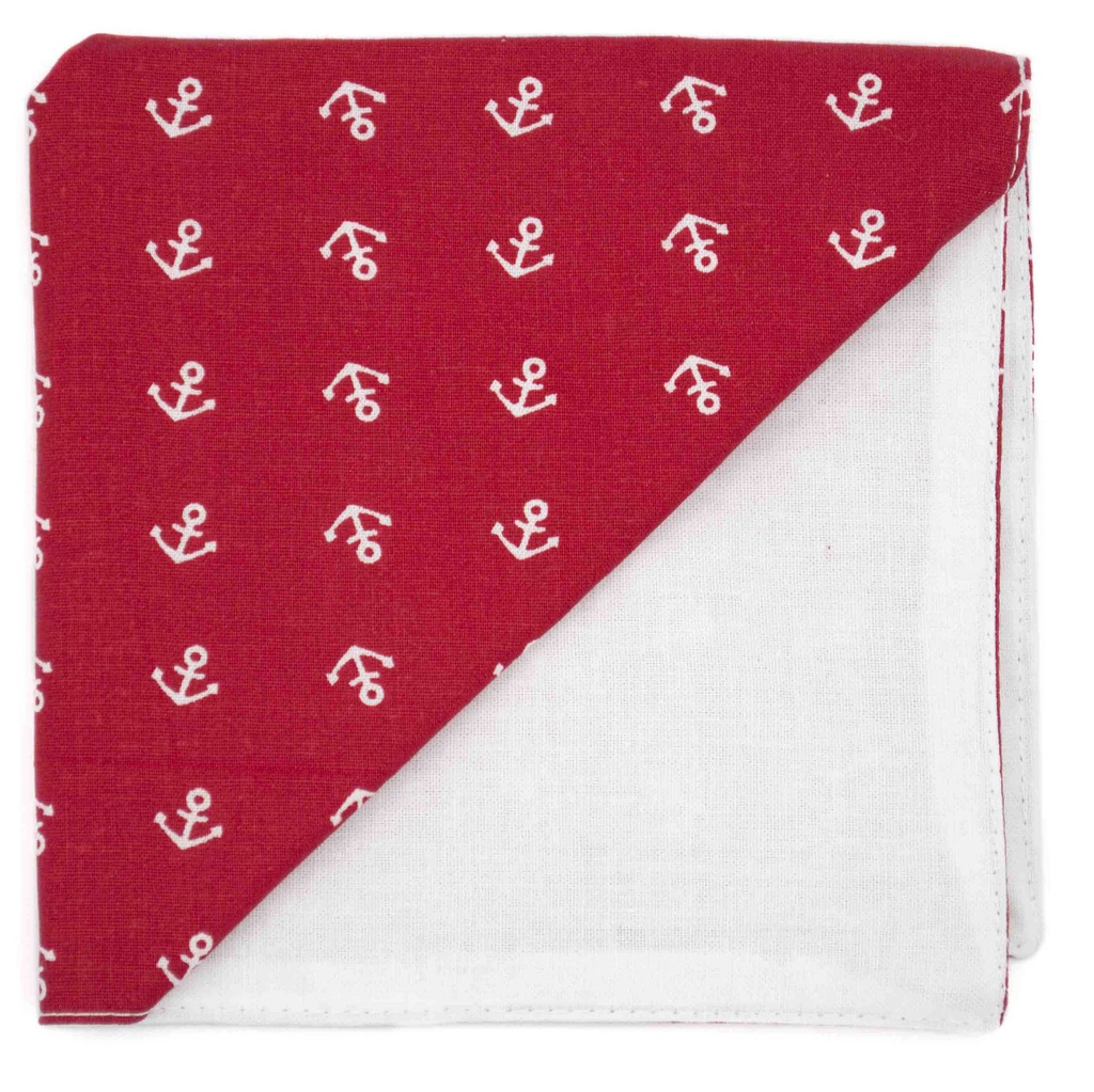 Pochette "In The Navy" ancres blanches sur fond rouge