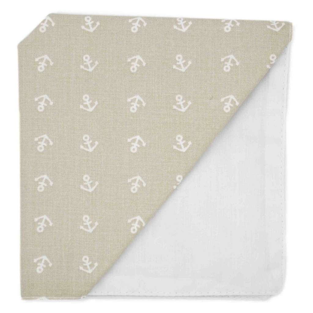Pochette "In The Navy" - ancres blanches sur fond beige
