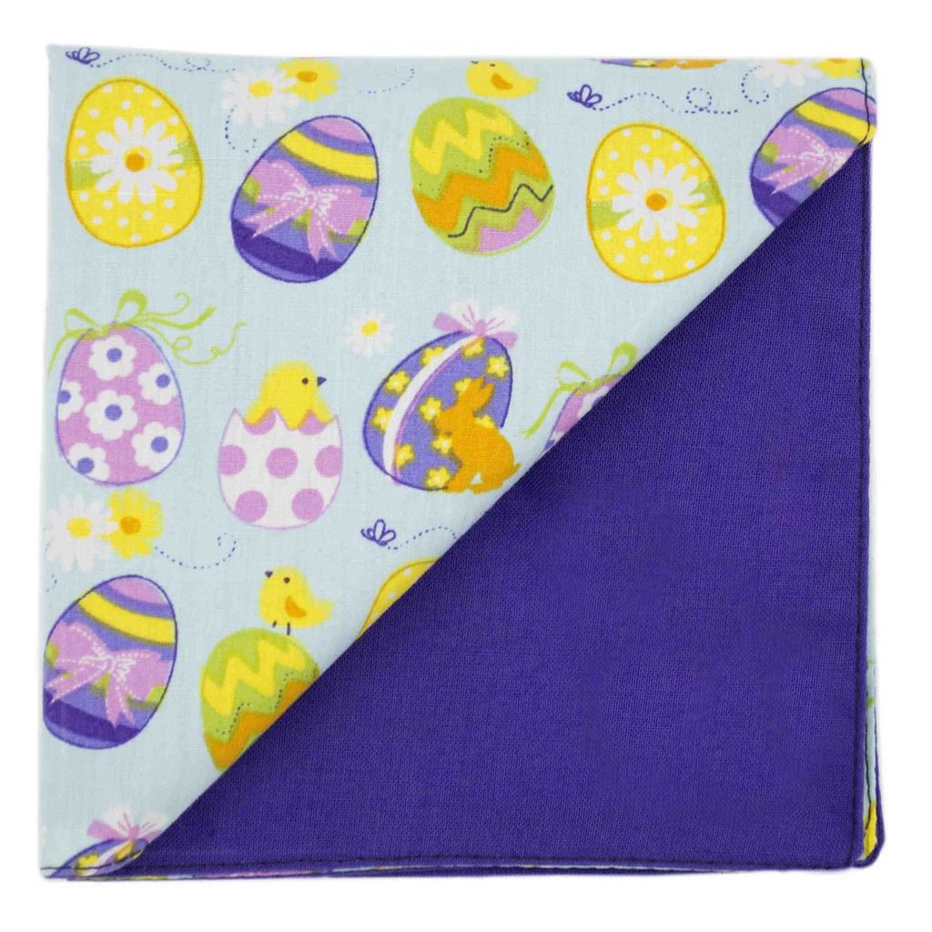 Pochette "Happy Easter" oeufs de Pâques colorés sur fond bleu ciel