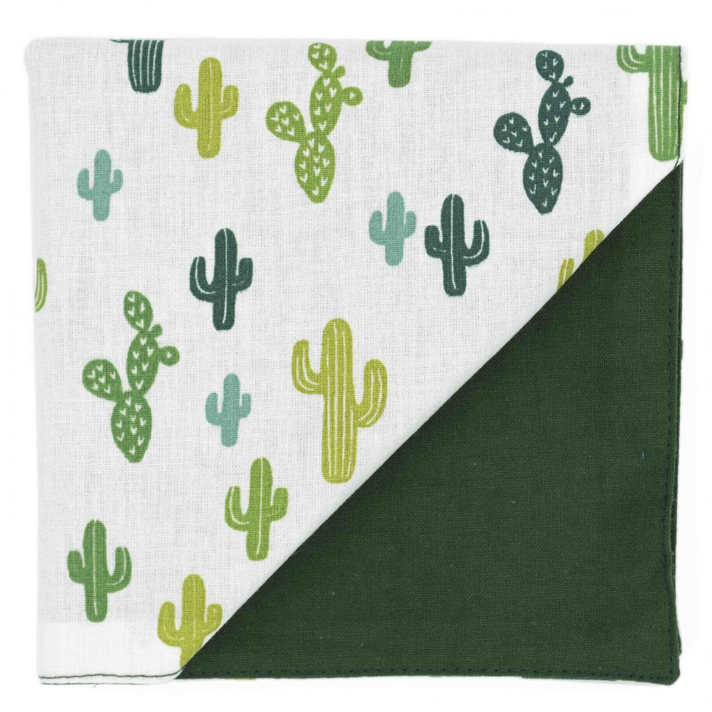 Pochette "Green Cactus" - cactus vert sur fond blanc