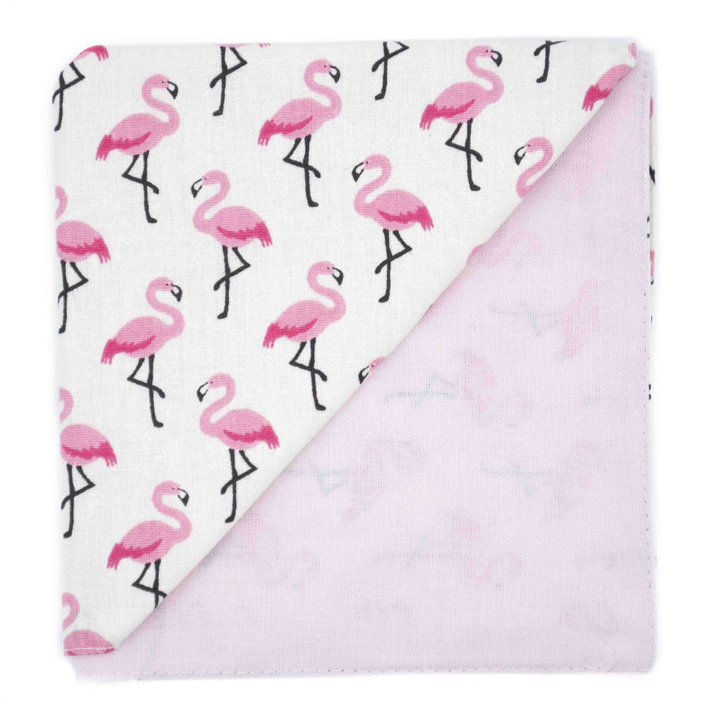 Pochette "Flamingo" - flamants rose sur fond blanc