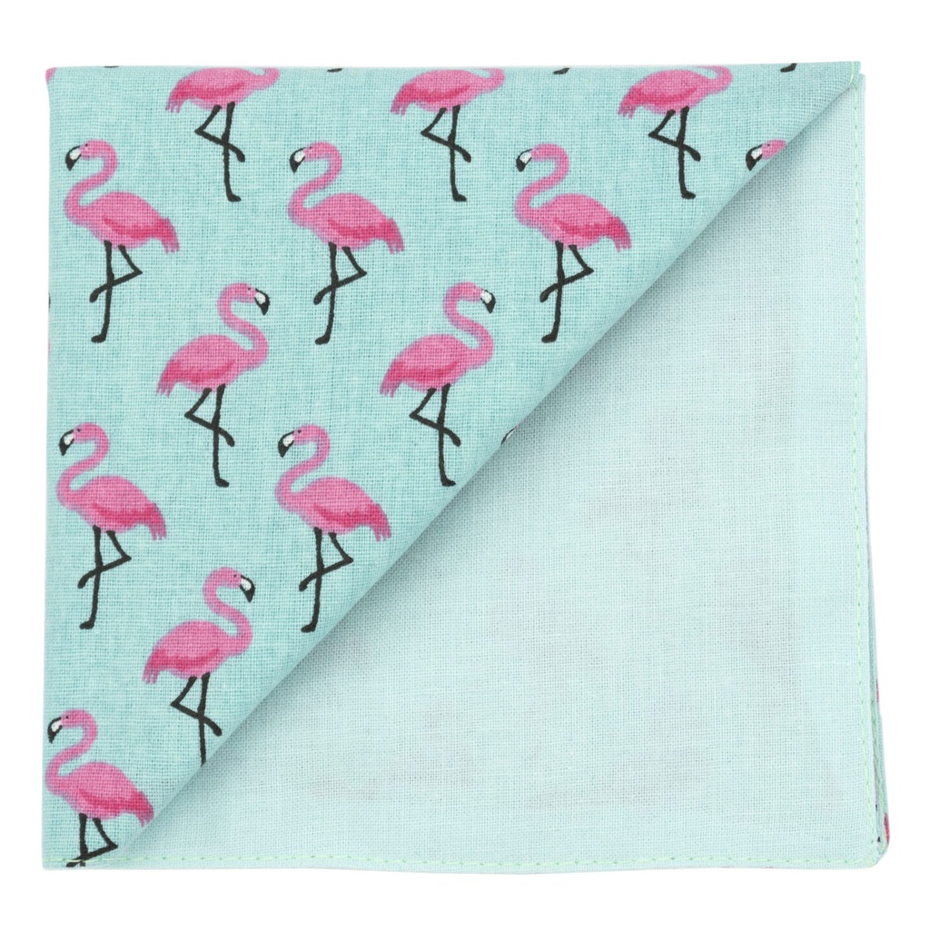 Pochette "Flamingo" - flamants roses sur fond vert d'eau
