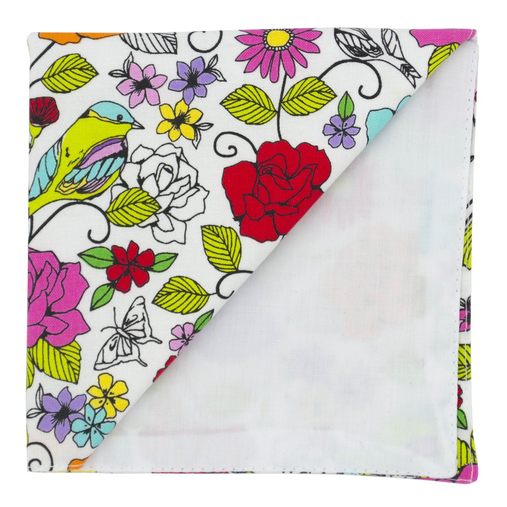 Pochette "Drawing Flowers" fleurs colorées sur fond blanc