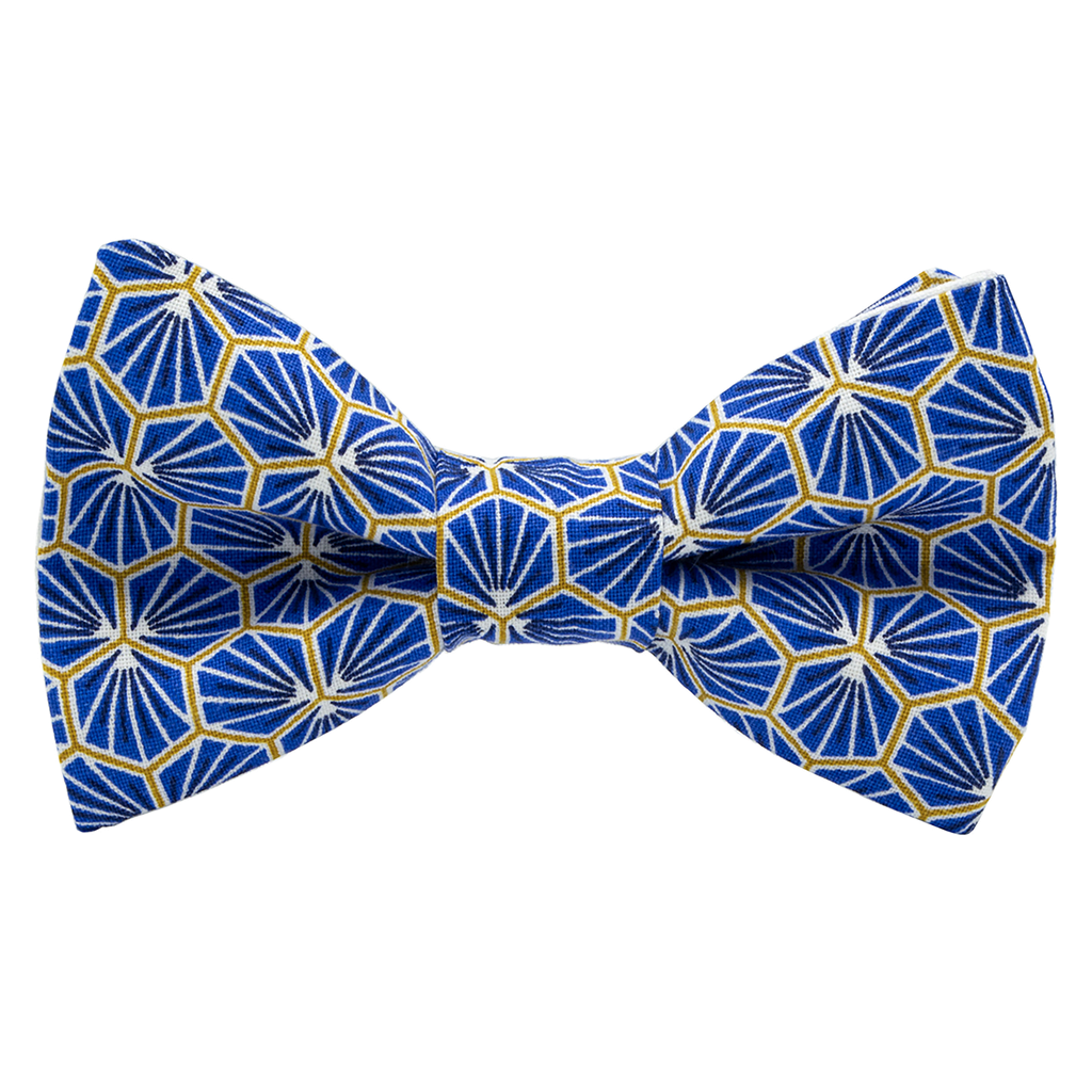 Noeud papillon japonais "Polygone" bleu roi
