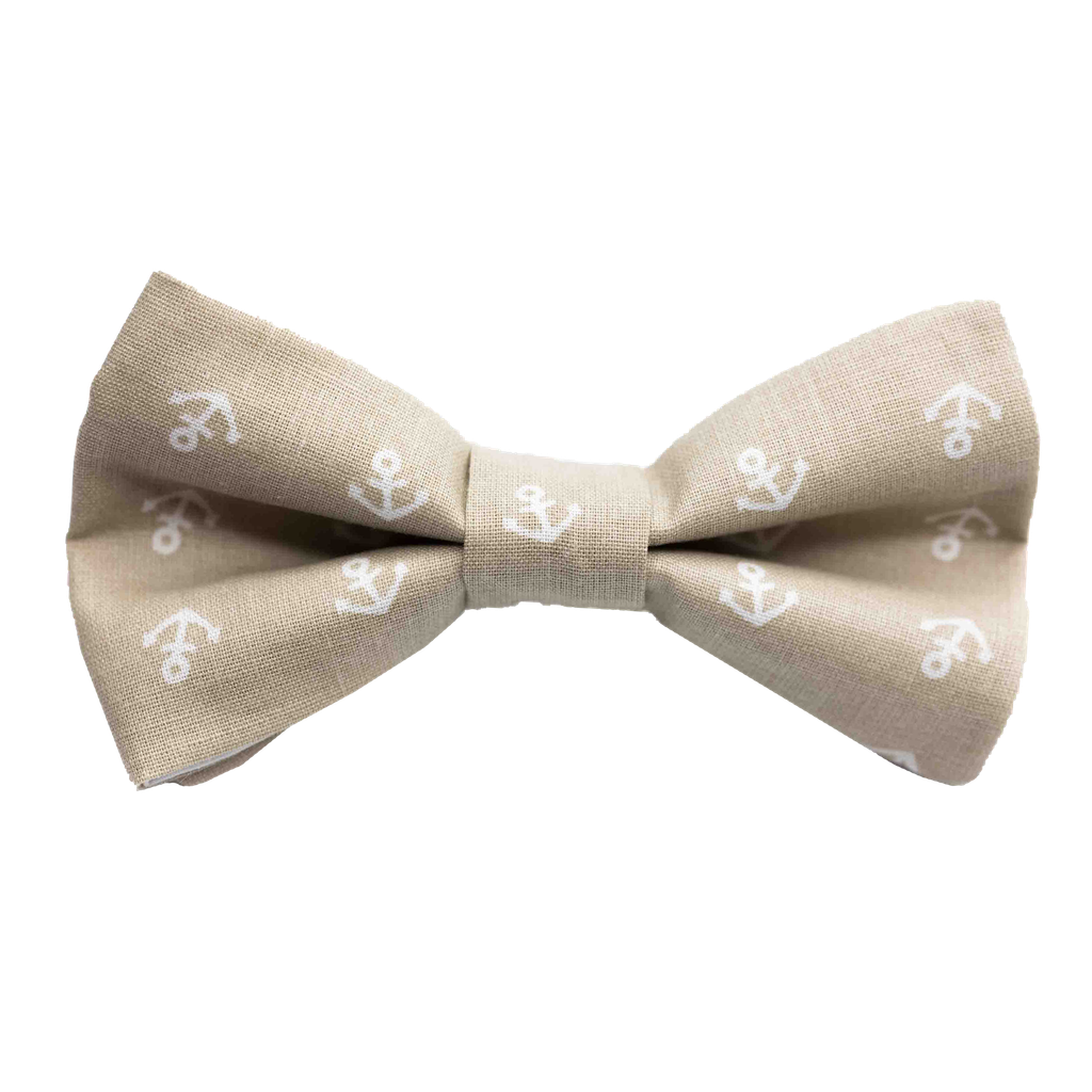Noeud papillon "In The Navy" ancres blanches sur fond beige