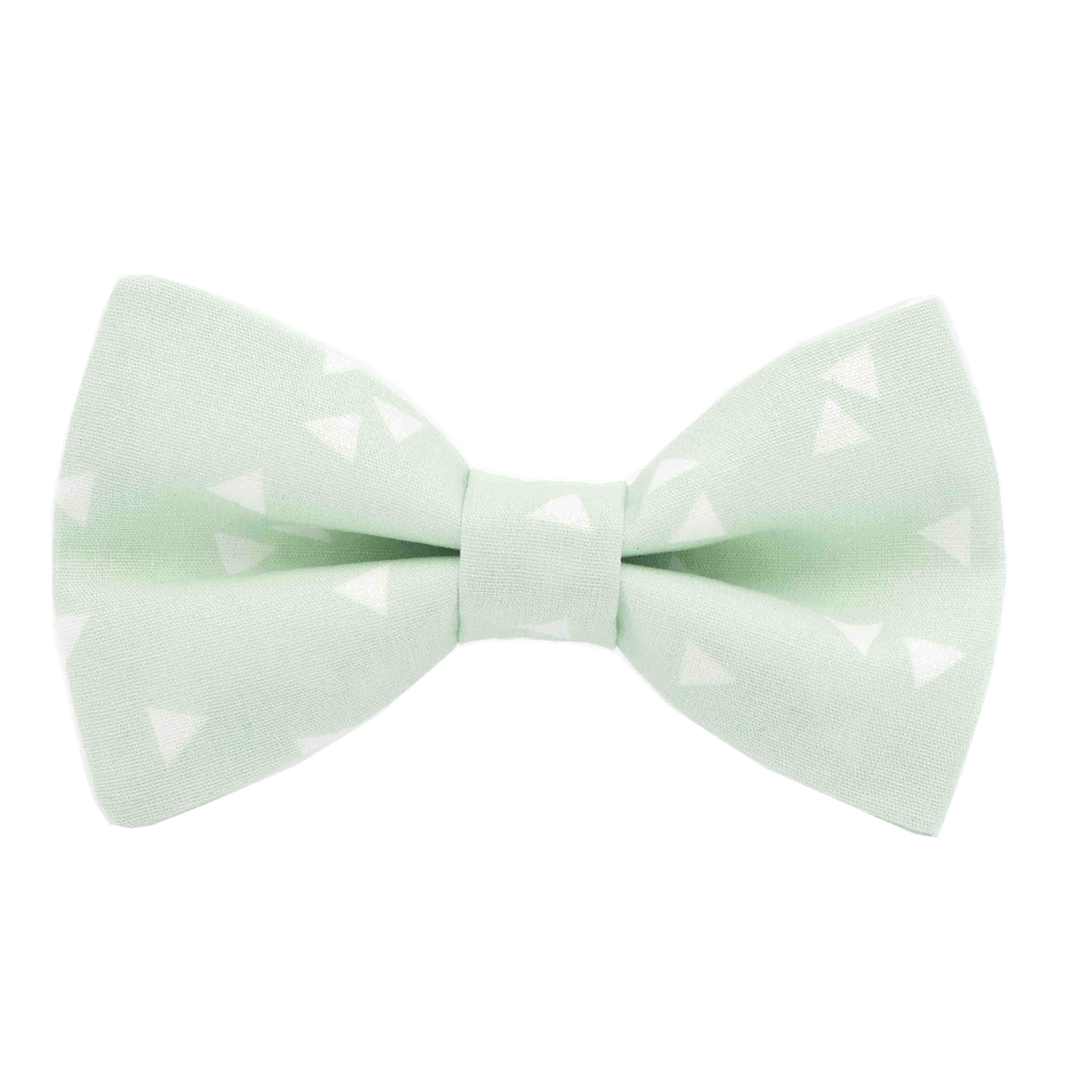 Noeud papillon "Pythagore" triangles blancs sur fond vert anis