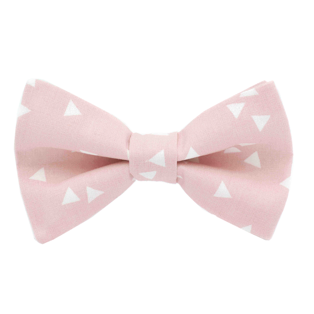 Noeud papillon "Pythagore" triangles blancs sur fond rose pâle