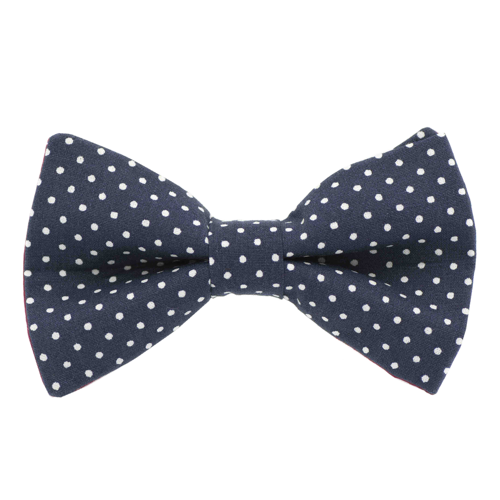 Noeud papillon "Little Dots" petits pois blancs sur fond bleu marine