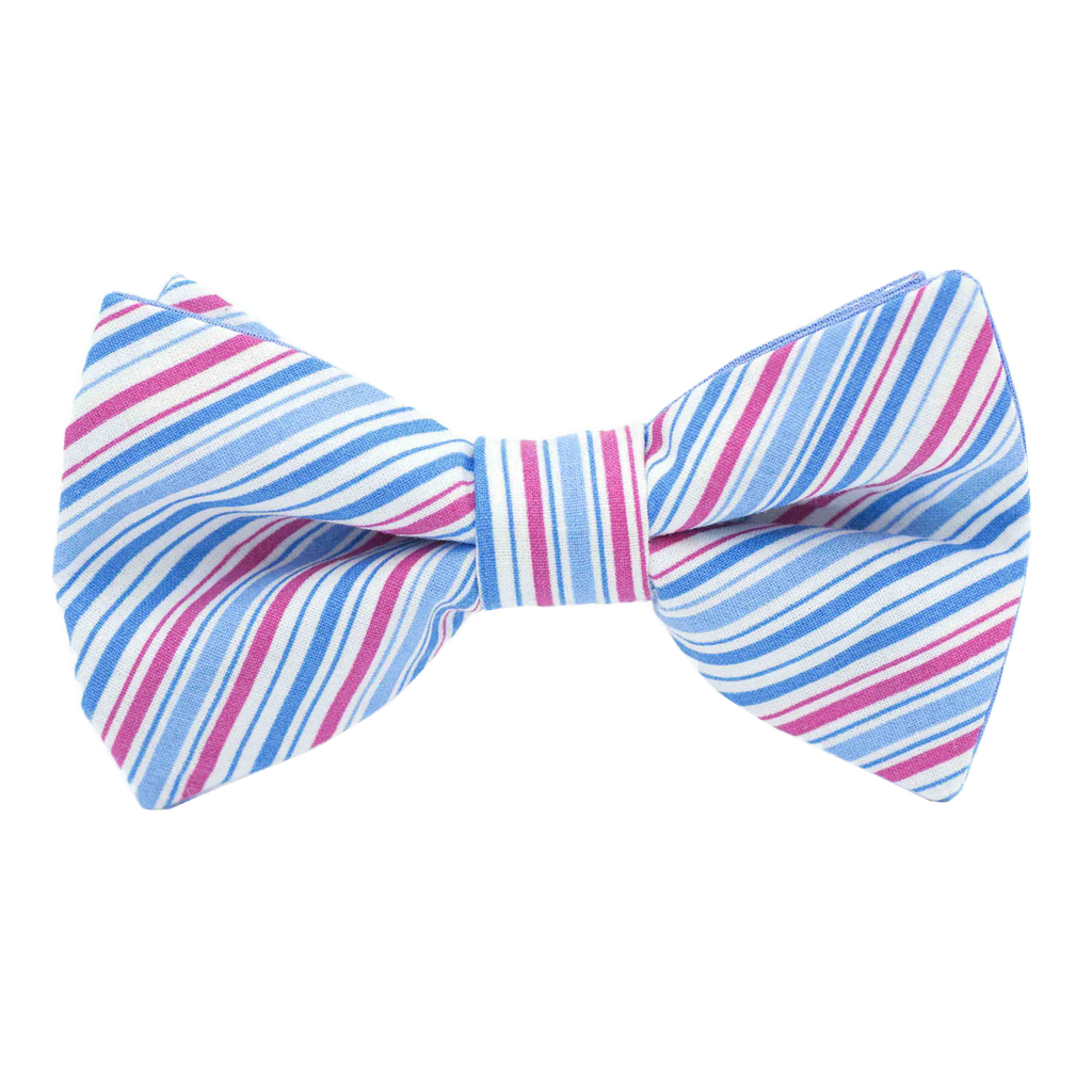 Noeud papillon "Candy Cane" rayé bleu ciel et rose