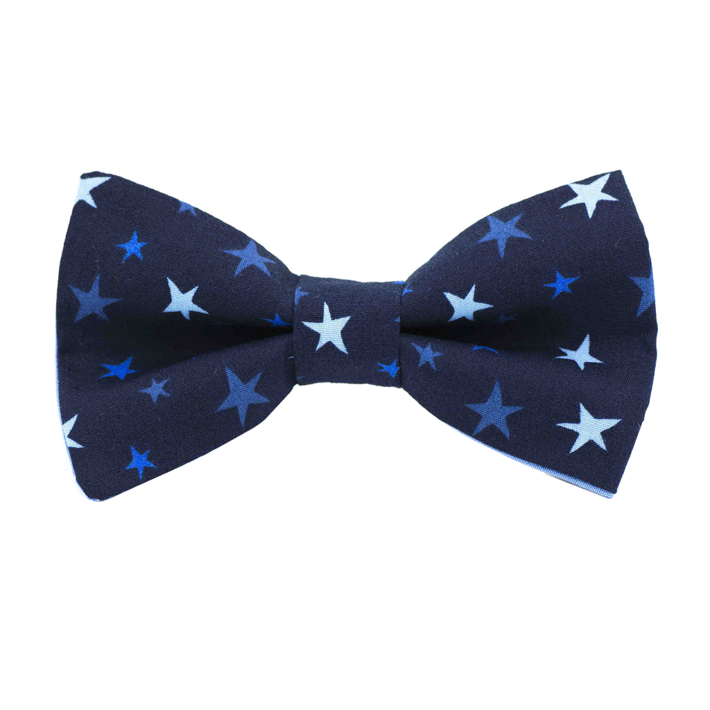 Noeud papillon "Circus" étoiles bleues sur fond bleu marine