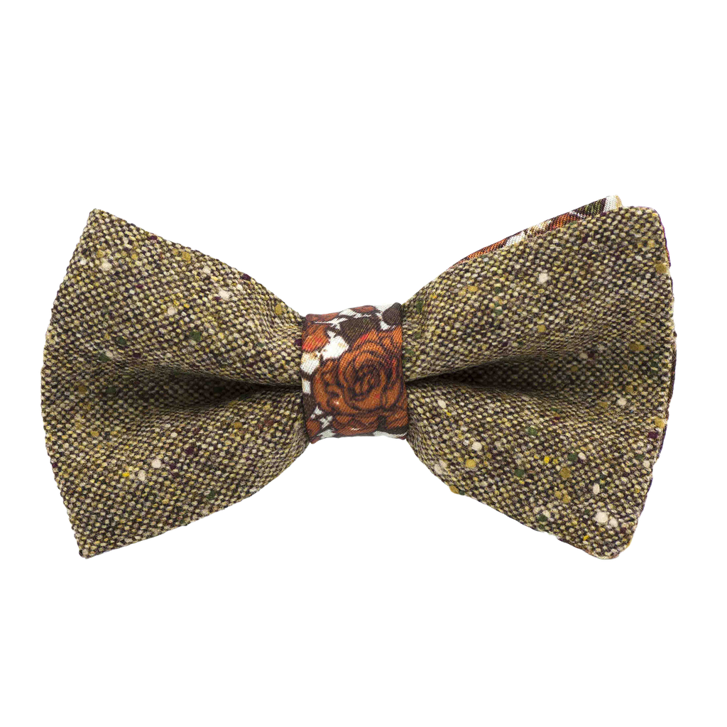 Noeud papillon en tweed "Edimbourg" caviar Oxford beige