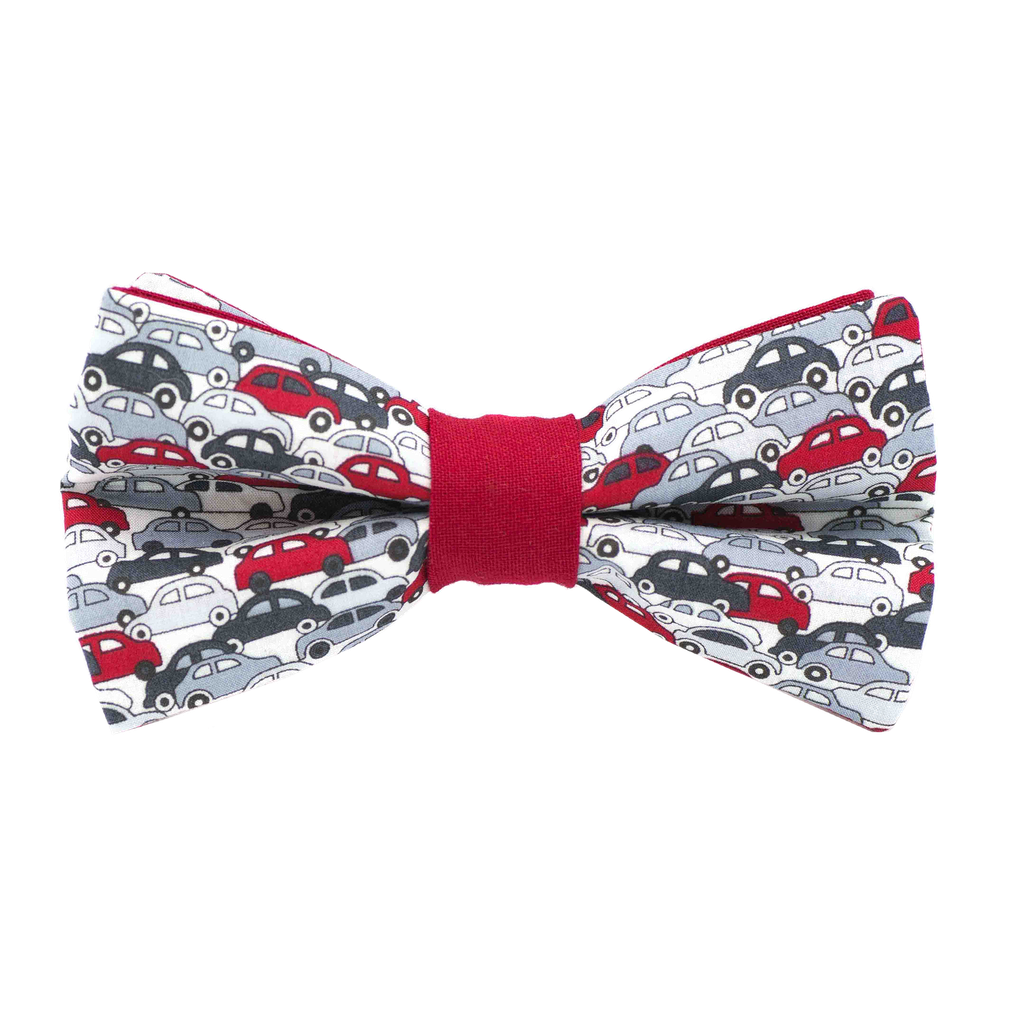 Noeud papillon Liberty "Cars" gris et rouge