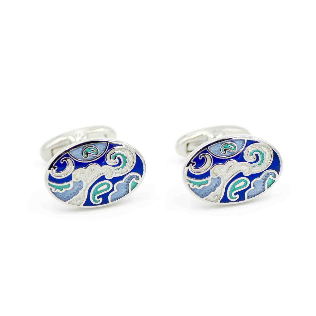 Boutons de manchettes "motifs cachemires" bleus