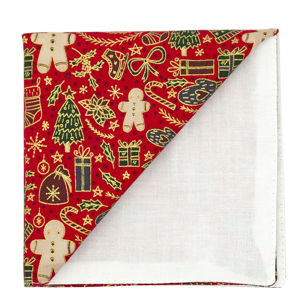 Pochette "Christmas Times" motifs de Noël dorés & verts