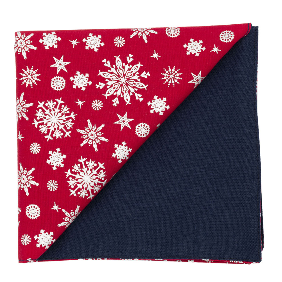 Pochette "Christmas Snow" - Flocons de neige argentés sur fond rouge