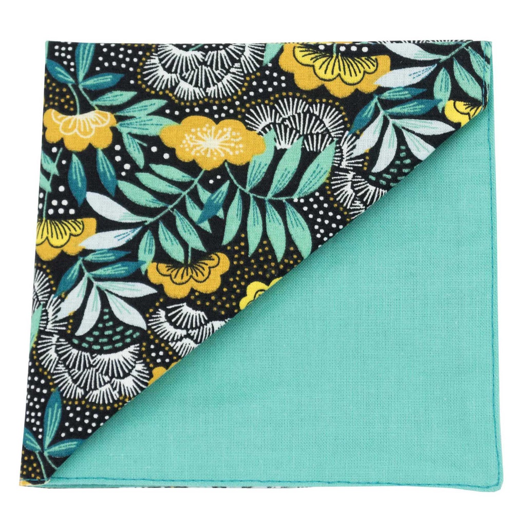 Pochette "Jungle By Night" motifs végétaux turquoises