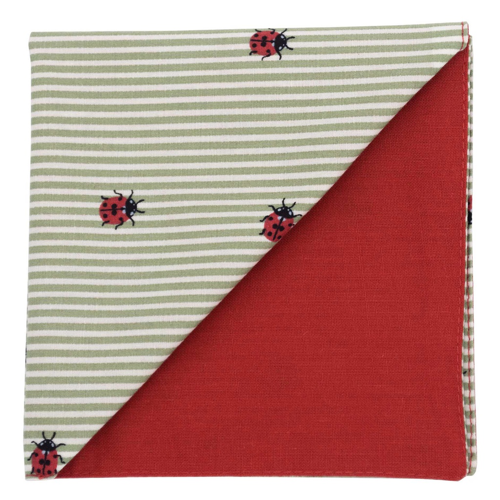 Pochette "Bugs And Stripes" coccinelles & rayures blanches & kaki