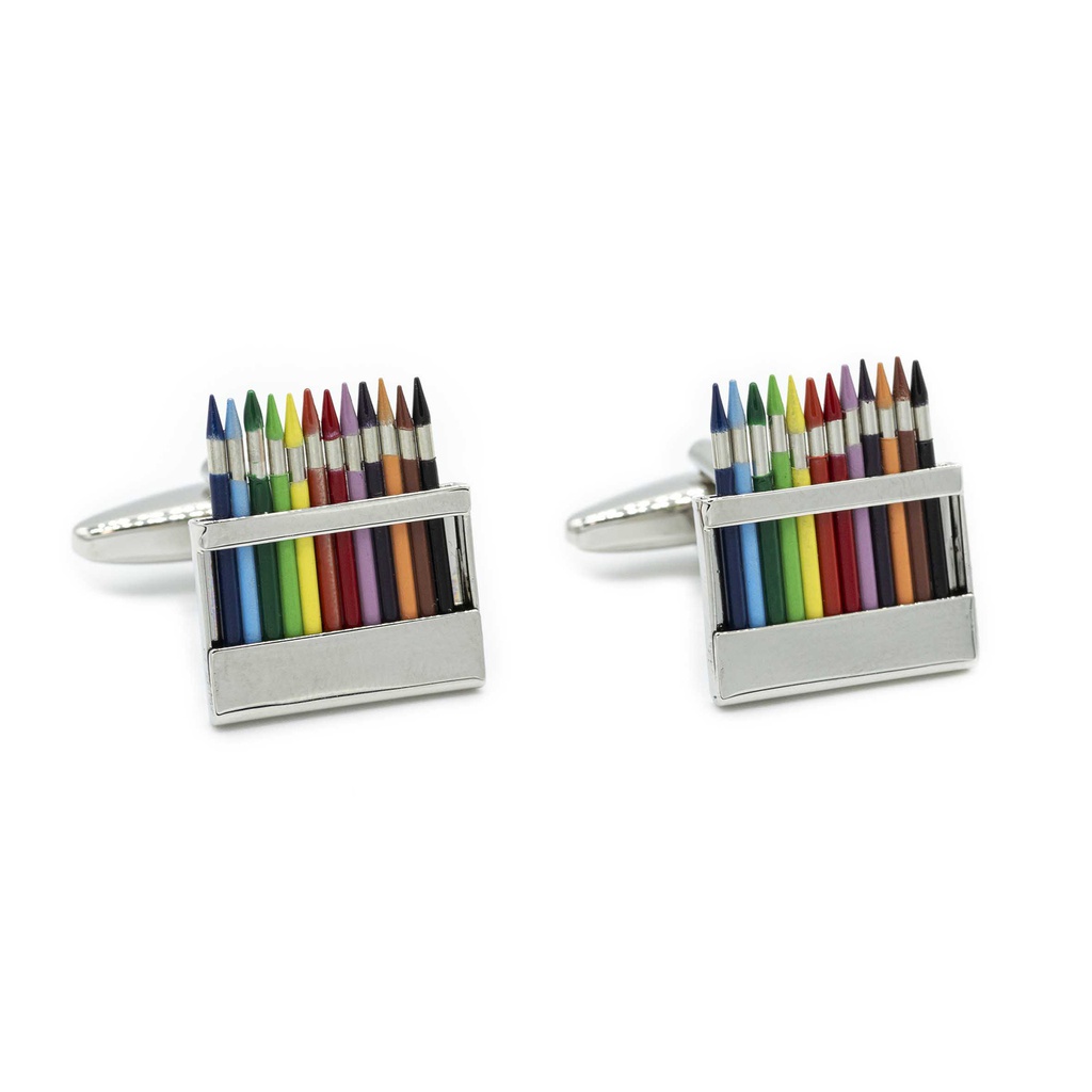 Boutons de manchettes "Crayons de couleur"