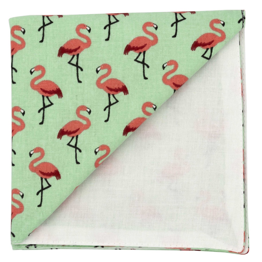 Pochette "Flamingo" flamants roses sur fond vert piscine