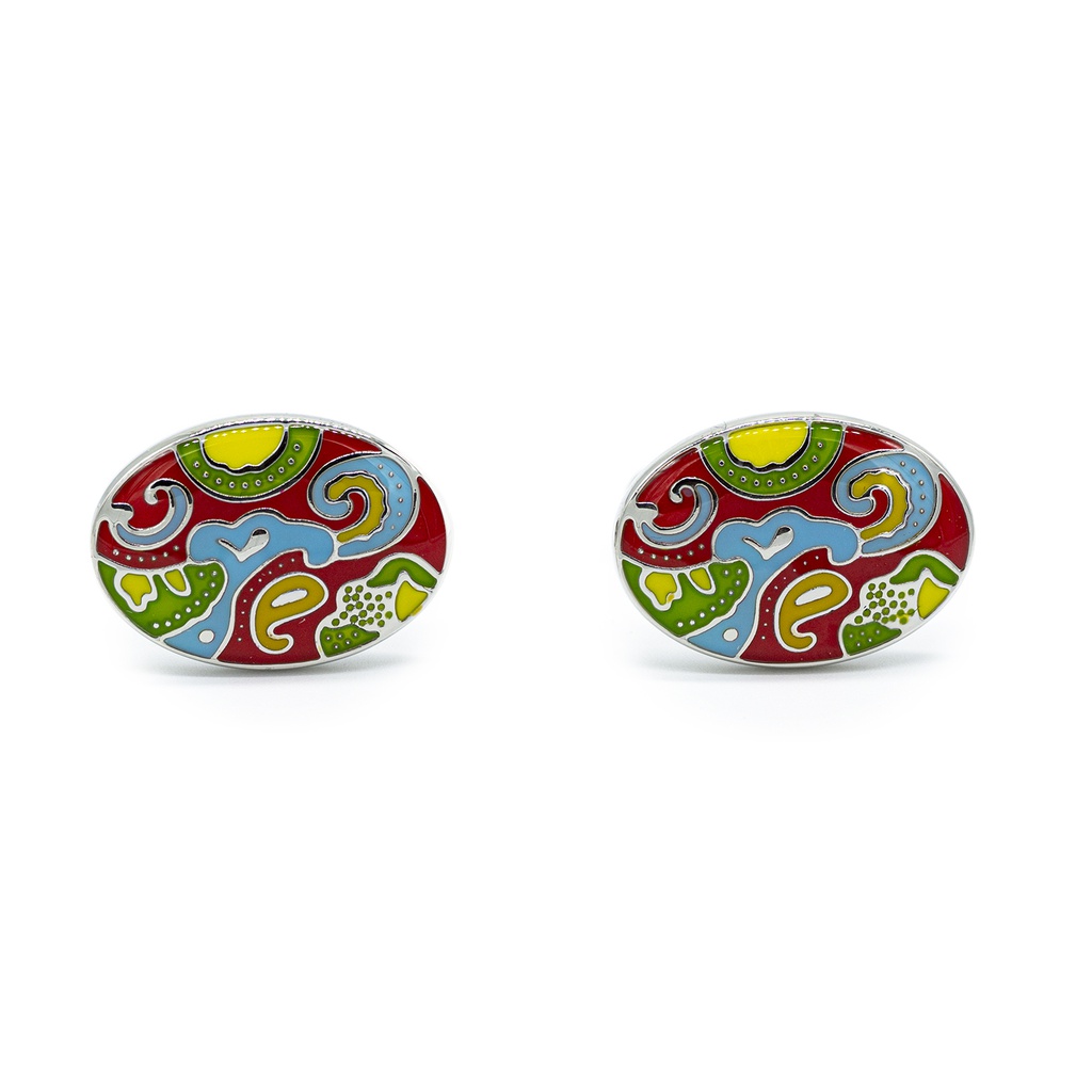 Boutons de manchettes "motifs cachemires" rouges