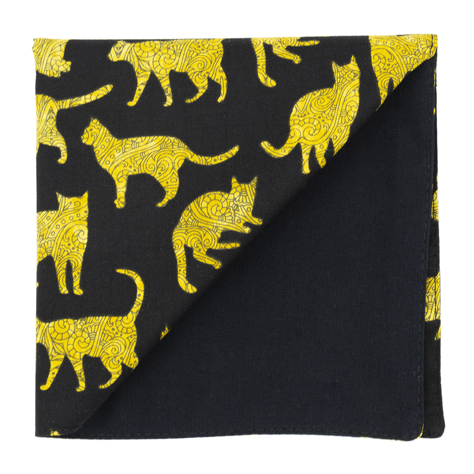 Pochette Halloween "Bastet" chats jaunes sur fond noir