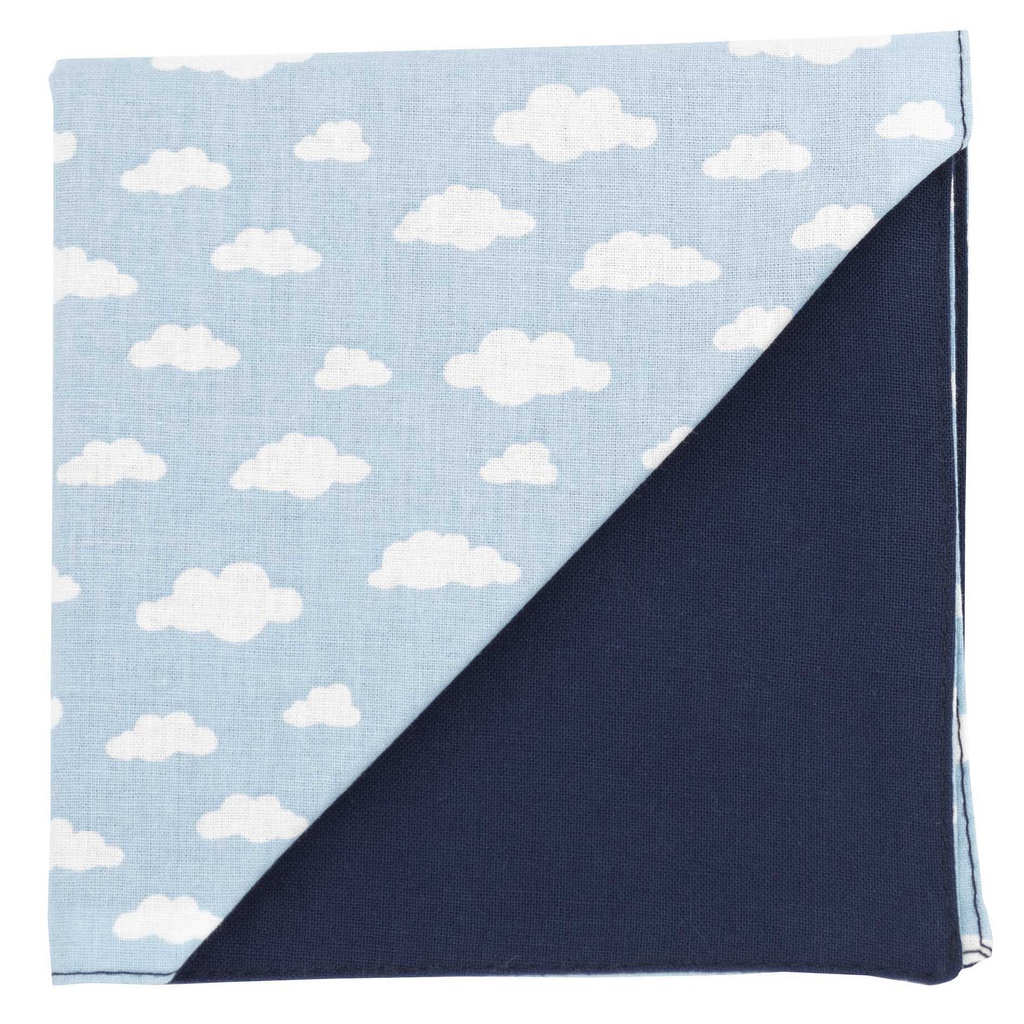 Pochette "Cloudy" - motifs nuages blanc sur fond bleu ciel