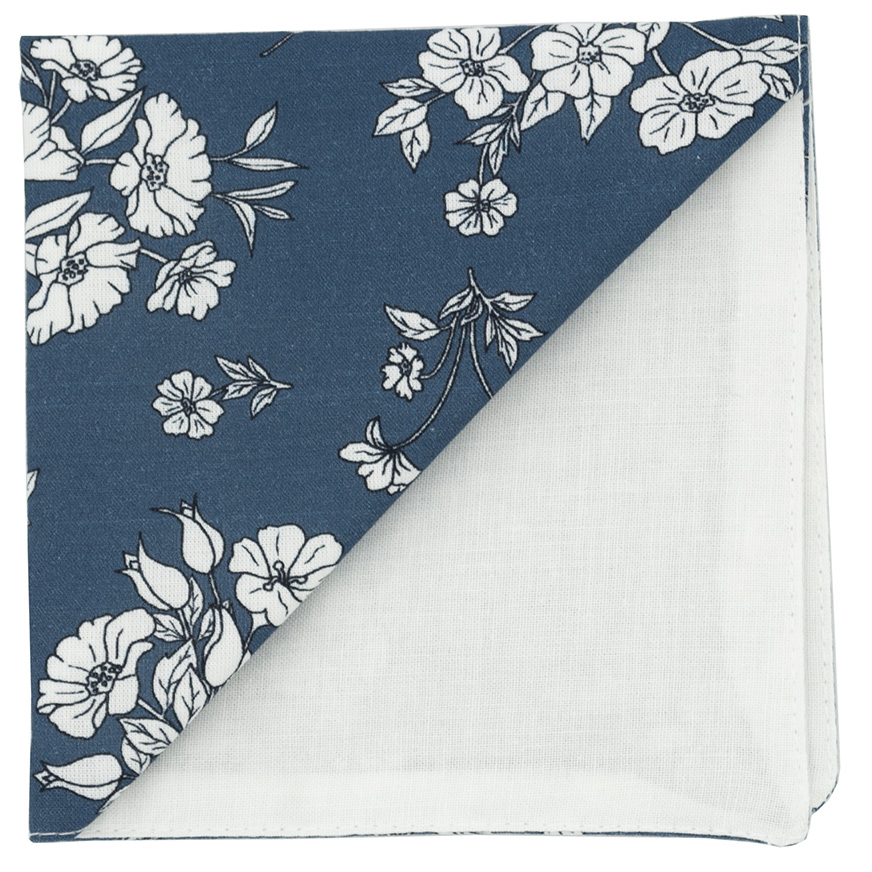 Pochette "White Flowers" bleu