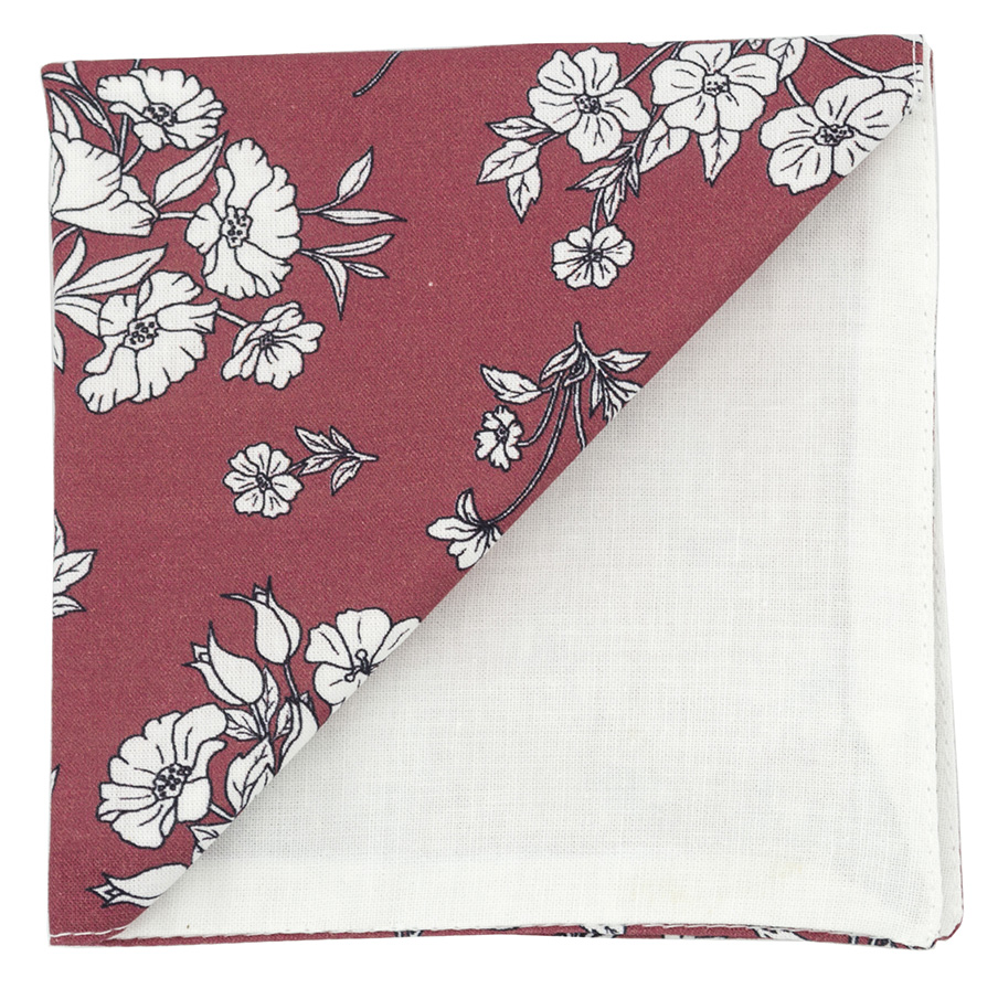 Pochette "White Flowers" rose framboise