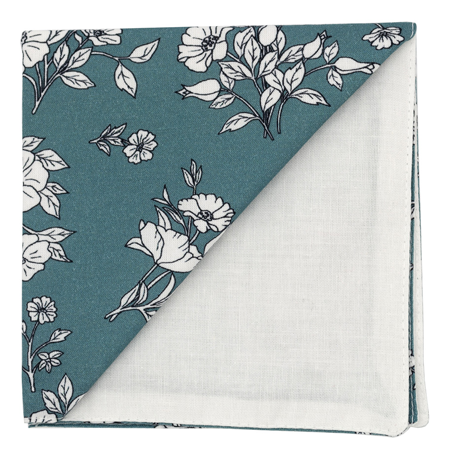 Pochette "White Flowers" turquoise