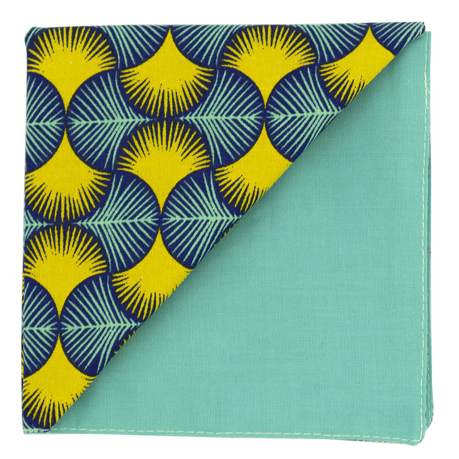 Pochette "Wax" jaune et turquoise