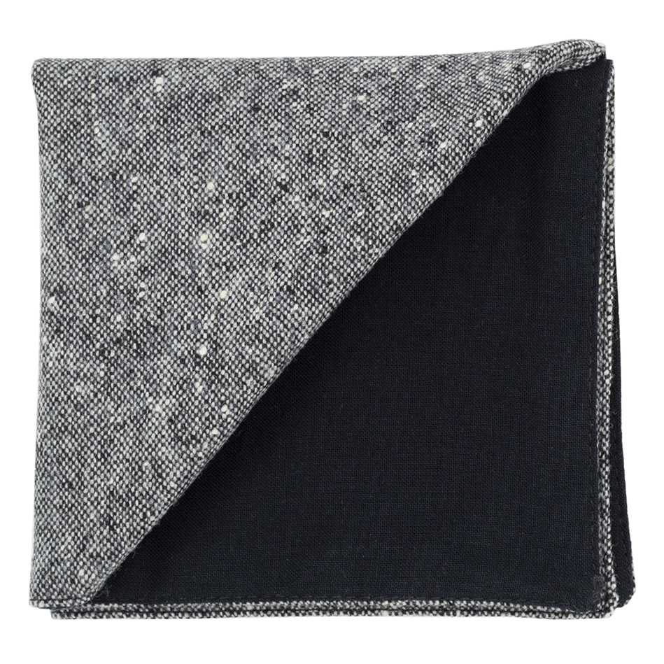 Pochette en tweed "Edimbourg" caviar Oxford gris