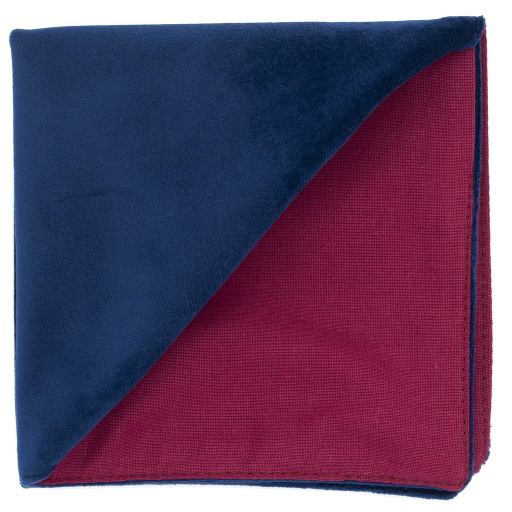 Pochette unie en velours "Velvet" bleu marine