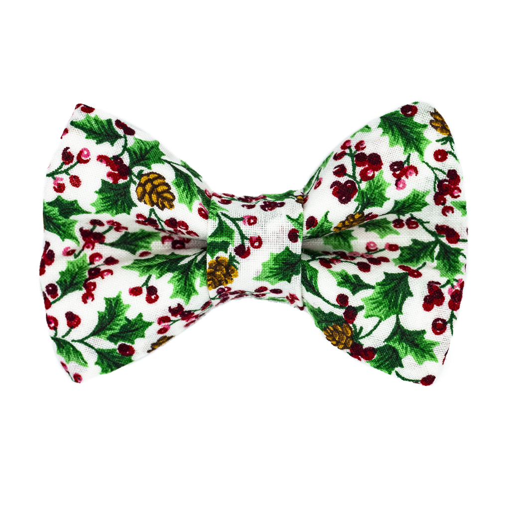 Noeud papillon enfant "Christmas Vibes" houx et pommes de pin