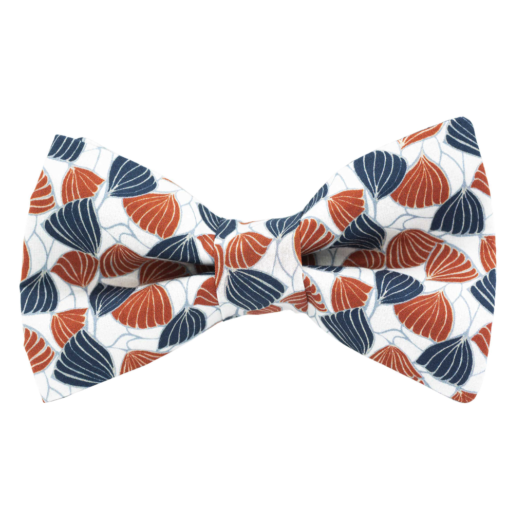 Noeud papillon Liberty "Deco Wings" orange rouille & bleu